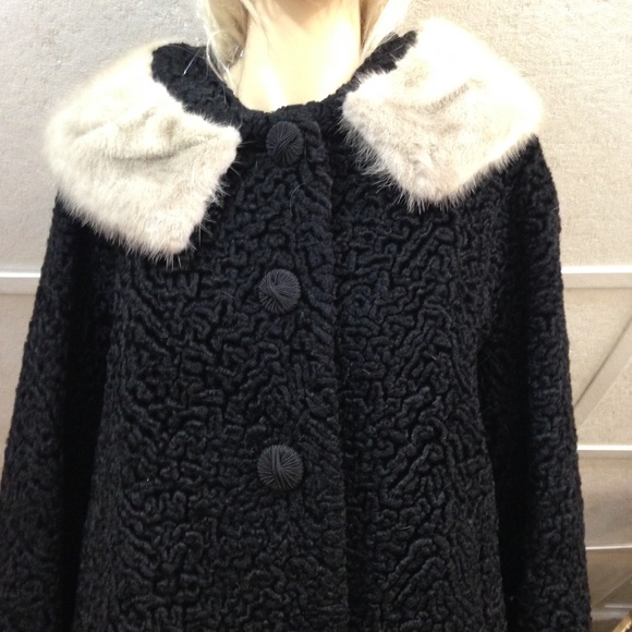 Vintage Mira Curl Black Persian Lamb Dress Coat(L) - Picture 1 of 12